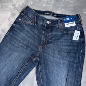 Old Navy Rockstar Super Skinny Jeans Dark Blue Distressed Women’s Size 6